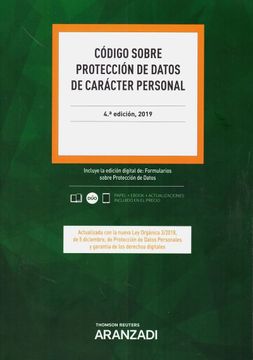 portada Código Sobre Protección de Datos de Carácter Personal 2019. 4ª Edición dúo
