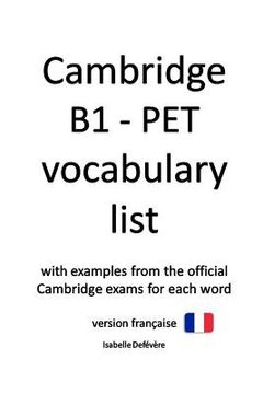portada Cambridge B1 - Pet Vocabulary List (Version Fran (en Inglés)