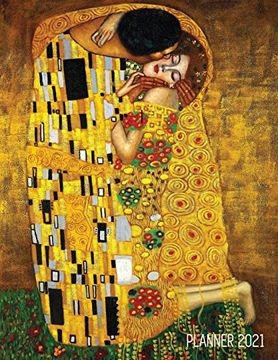 portada Gustav Klimt Planner 2021: The Kiss Daily Organizer (12 Months) Romantic Gold art Nouveau 