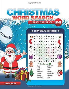 portada Christmas Word Search Large Print for age 8-12 Kids: 150 Puzzles Game to Exercise Kids' Mind and Boost Word Power During Christmas and Holiday (in English)