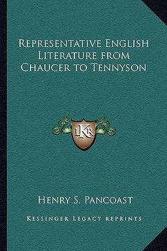 portada representative english literature from chaucer to tennyson (in English)