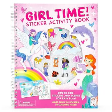 portada Girl Time! Sticker Activity Book - 100 Stickers Including Puffy, 20 Coloring Pages and Spiral Lay-Flat Design; Sticker Pages and Scene Side-By-Side for Easy Play (en Inglés)