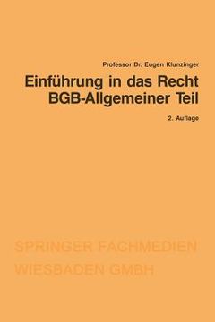 portada Einführung in Das Recht Bgb-Allgemeiner Teil (en Alemán)