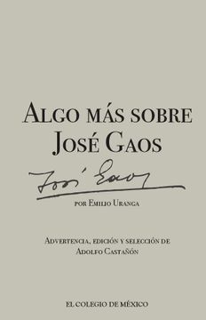 portada Algo mas Sobre Jose Gaos (in Spanish)