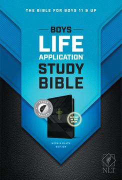 portada NLT Boys Life Application Study Bible, Tutone (Leatherlike, Neon/Black, Indexed) (en Inglés)
