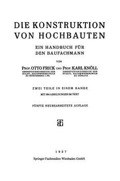 portada Die Konstruktion Von Hochbauten: Ein Handbuch Für Den Baufachmann (en Alemán)