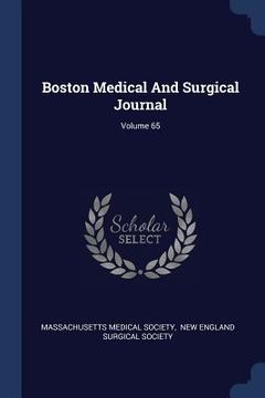 portada Boston Medical And Surgical Journal; Volume 65 (en Inglés)