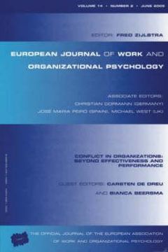 portada Conflict in Organizations: Beyond Effectiveness and Performance: A Special Issue of the European Journal of Work and Organizational Psychology