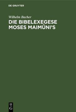 portada Die Bibelexegese Moses Maimûni¿ S (in German)
