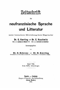 portada Zeitschrift für französische sprache und literatur (German Edition)