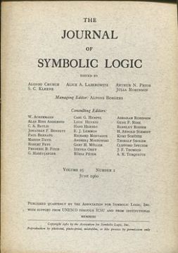 portada THE JOURNAL OF SYMBOLIC LOGIC. VOLUME 25, NUMBER 2, JUNE 1960.