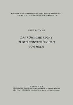 portada Das Römische Recht in Den Constitutionen Von Melfi (en Alemán)