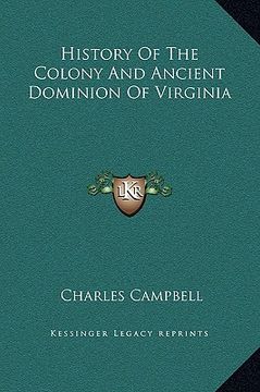 portada history of the colony and ancient dominion of virginia (en Inglés)