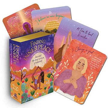 portada Finding Inner Peace Inspiration Cards: Become the Best Version of Yourself (40 Full-Color Cards, 16-Page Booklet, and Wooden Stand) (in English)