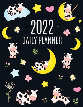 portada Cow Planner 2022: Cute 2022 Daily Organizer: January-December (12 Months) Pretty Farm Animal Scheduler With Calves, Moon & Hearts 