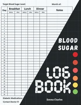 portada Blood sugar logbook: Large print diabetic diary for glucose level monitoring & Tracking 