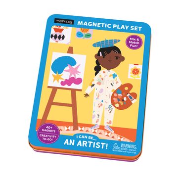 portada I can Be…. An Artist! Magnetic tin From Mudpuppy, Includes 2 Beautifully Illustrated Background Scenes and 40+ mix and Match Magnets, Perfect for Travel Activities on the Go! , Ages 4+