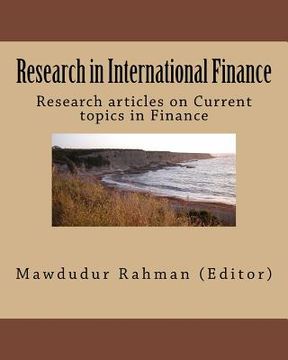 portada Research in International Finance: Research articles on Current topics in Finance