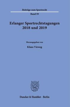 portada Erlanger Sportrechtstagungen 2018 Und 2019 (en Alemán)