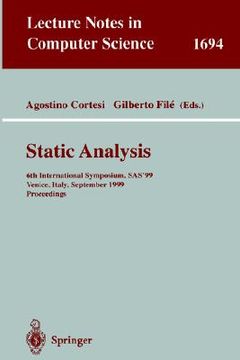 portada static analysis: 6th international symposium, sas'99, venice, italy, september 22-24, 1999, proceedings