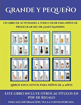 portada Libros Educativos Para Niños de 4 Años (Grande y Pequeño): Este Libro Contiene 30 Fichas con Actividades a Todo Color Para Niños de 4 a 5 Años (in Spanish)