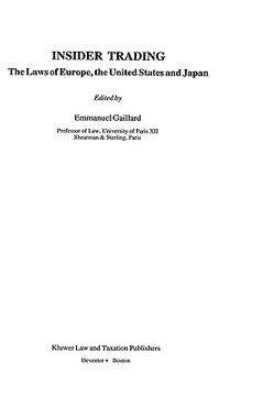 portada insider trading, the laws of europe, the united states and japan (en Inglés)