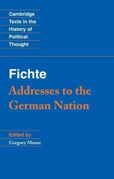 portada Fichte: Addresses to the German Nation Paperback (Cambridge Texts in the History of Political Thought) (in English)