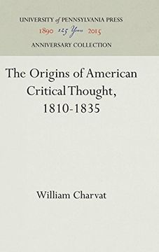 portada The Origins of American Critical Thought, 1810-1835 (in English)
