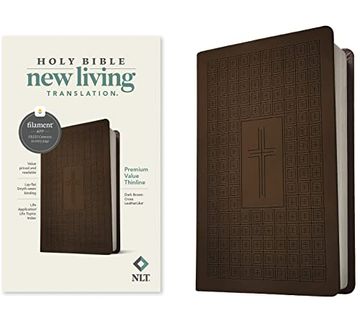 portada Nlt Premium Value Thinline Bible, Filament Enabled Edition (Leatherlike, Dark Brown Cross) (en Inglés)