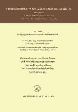 portada Untersuchungen Der Grundlagen Und Anwendungsmöglichkeiten Des Auftragschweißens Mit Schmalen Bandelektroden Unter Schutzgas (in German)