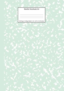 portada Marble Notebook A4: Mint Green College Ruled Journal 