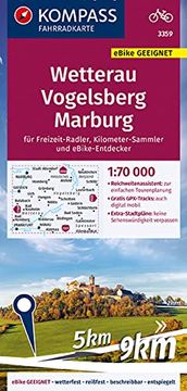 portada Kompass Fahrradkarte 3359 Wetterau, Vogelsberg, Marburg 1: 70. 000: Reiã - und Wetterfest mit Extra Stadtplã¤Nen (en Alemán)