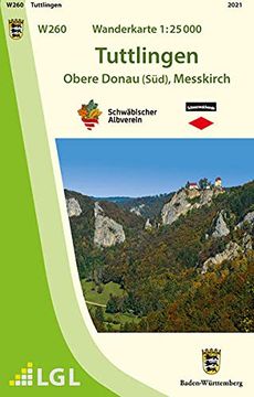 portada W260 Wanderkarte 1: 25 000 Tuttlingen: Obere Donau (Süd), Messkirch (en Alemán)