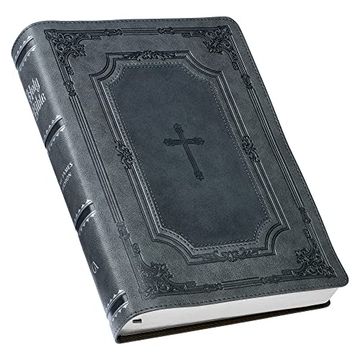 portada Kjv Holy Bible, Super Giant Print Faux Leather red Letter Edition - Thumb Index & Ribbon Marker, King James Version, Gray (in English)