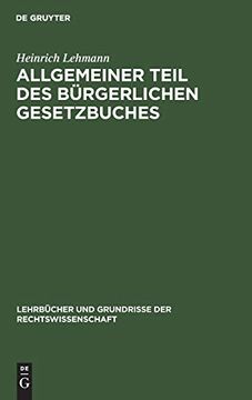 portada Allgemeiner Teil des bã Â¼Rgerlichen Gesetzbuches (Lehrbã Â¼Cher und Grundrisse der Rechtswissenschaft, 1) (German Edition) [Hardcover ] (in German)