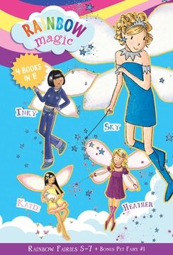 portada Rainbow Fairies: Books 5-7 With Special pet Fairies Book 1: Sky the Blue Fairy, Inky the Indigo Fairy, Heather the Violet Fairy, Katie the Kitten Fairy (2) (Rainbow Magic) (en Inglés)