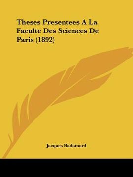 portada Theses Presentees A La Faculte Des Sciences De Paris (1892) (en Francés)