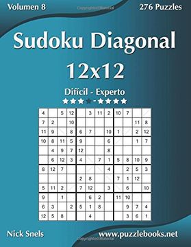 portada Sudoku Diagonal 12X12 - Difícil a Experto - Volumen 8 - 276 Puzzles: Volume 8