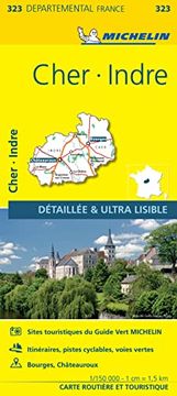 portada Carte Départemental Michelin Cher, Indre (French Edition) (en Inglés)