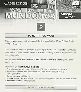 portada Mundo Real Media Edition Level 2 Ebook for Student Plus Eleteca Access Activation Card