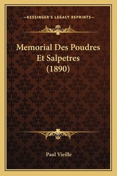 portada Memorial Des Poudres Et Salpetres (1890) (en Francés)