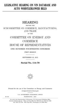 portada Legislative hearing on VIN database and auto whistleblower bills