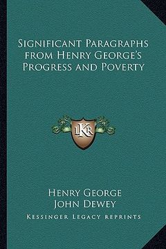 portada significant paragraphs from henry george's progress and poverty (en Inglés)