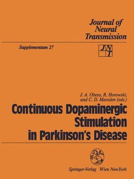 portada continuous dopaminergic stimulation in parkinson's disease: proceedings of the workshop in alicante, spain, september 22-24, 1986 (en Inglés)