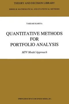 portada Quantitative Methods for Portfolio Analysis: MTV Model Approach (en Inglés)