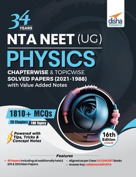 portada 34 Years NTA NEET (UG) PHYSICS Chapterwise & Topicwise Solved Papers (2021 - 1988) with Value Added Notes 16th Edition (en Inglés)