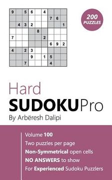 portada Hard Sudoku Pro: Book for Experienced Puzzlers (200 puzzles) Vol. 100 (en Inglés)