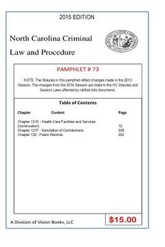 portada North Carolina Criminal Law and Procedure-Pamphlet 73 (en Inglés)