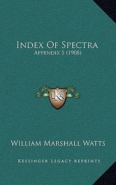 portada index of spectra: appendix s (1908) (en Inglés)