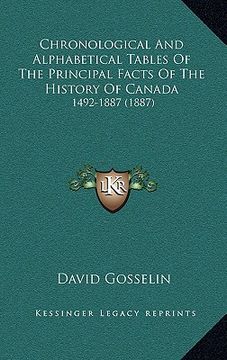 portada chronological and alphabetical tables of the principal facts of the history of canada: 1492-1887 (1887) (en Inglés)